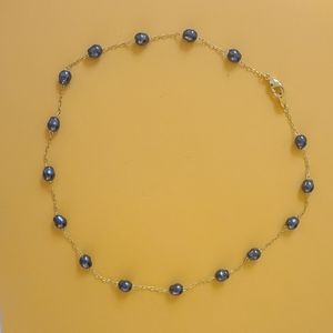 Womens Black Freshwater Pearl on Goldtone chain Neclace